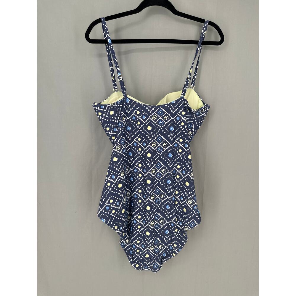 Aerie Swimsuit Womens XXL Blue One Piece Cutout Tie Front Full Coverage Navy - Picture 3 of 5
